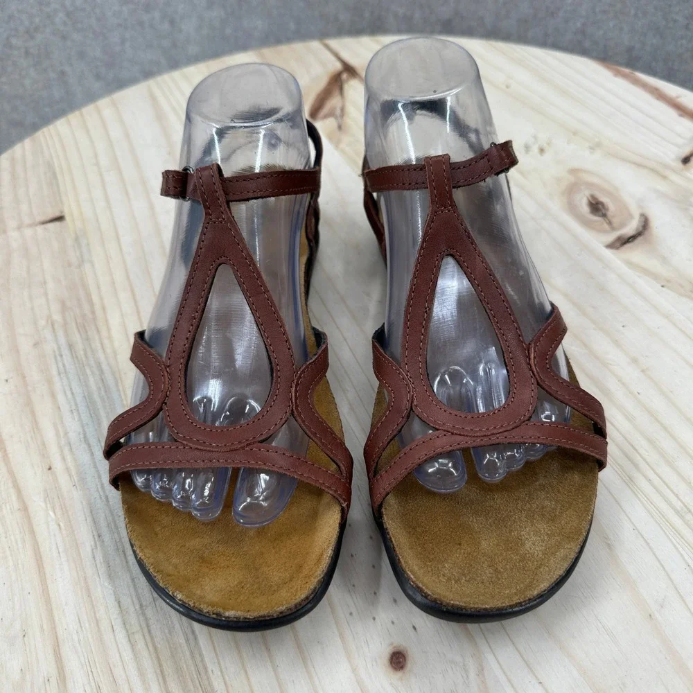 Naot Dorith Sandal Womens 10 Chestnut Brown Leather Strappy Flat Gladiator